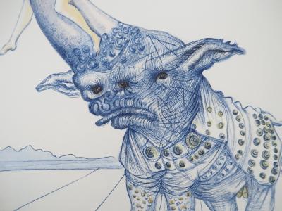 Salvador Dali: Casanova, Akt mit Nashorn, Original signierter Kupferstich 2