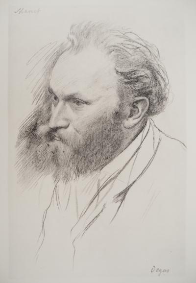 Edgar DEGAS : Edouard Manet de profil, Héliogravure signée 2