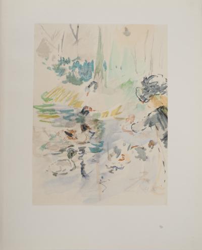 Berthe MORISOT : Petite fille nourrissant des canards, Lithographie signée 2