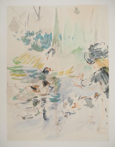 Berthe MORISOT : Petite fille nourrissant des canards, Lithographie signée 2