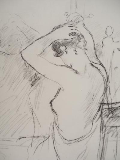 Berthe MORISOT : Jeune femme se coiffant, Héliogravure signée 2