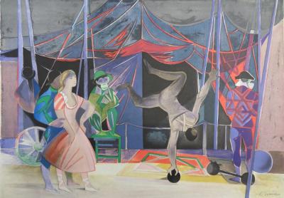 Camille HILAIRE : Cirque, Equilibre, Lithographie originale signée 2
