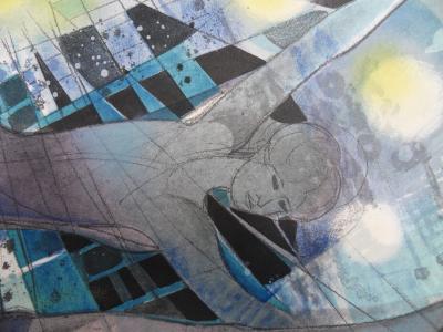 Camille HILAIRE : Cirque, Les voltigeuses, Lithographie originale signée 2