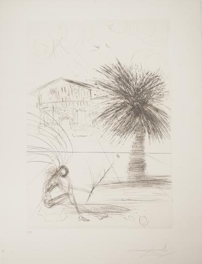 Salvador DALI : San Francisco, Mission Dolores, Gravure originale signée