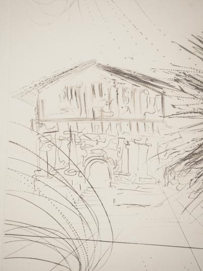 Salvador DALI : San Francisco, Mission Dolores, Gravure originale signée 2