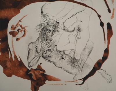 Salvador Dali : Mythologie, Thésée et le Minotaure - Gravure originale signée 2