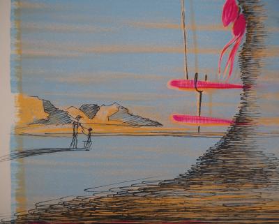 Salvador Dali: Frau im Kosmos mit Krücke – Original signierte Lithographie 2