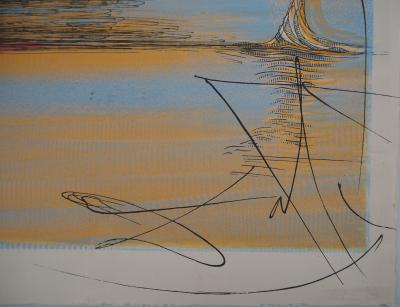 Salvador Dali: Frau im Kosmos mit Krücke – Original signierte Lithographie 2