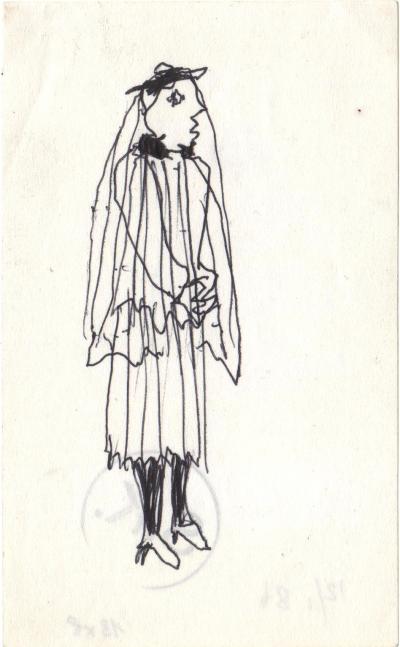 Slavko Kopac - Femme avec voile - Dessin au stylo bille 2