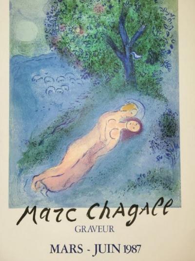 Marc Chagall (d’après) - Daphnis et Chloé - Affiche Lithographique originale, Mourlot 2