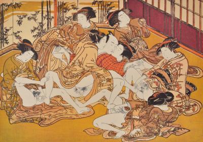 Isoda KORYUSAI : L'orgie, LITHOGRAPHIE érotique japonaise 2