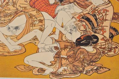 Isoda KORYUSAI : L'orgie, LITHOGRAPHIE érotique japonaise 2