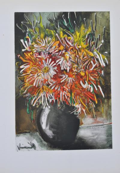 Maurice DE VLAMINCK : Bouquet de reines marguerites, Lithographie signée 2