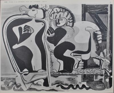 LE CORBUSIER : Femmes, cheval et serpent, héliogravure signée, 1938 2