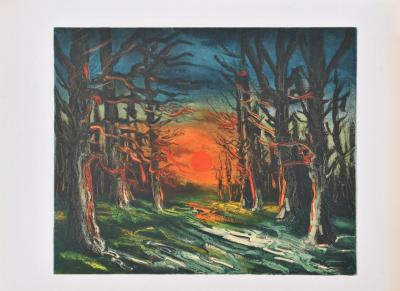 Maurice DE VLAMINCK : Coucher de soleil , Lithographie signée 2