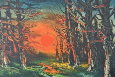 Maurice DE VLAMINCK : Coucher de soleil , Lithographie signée 2