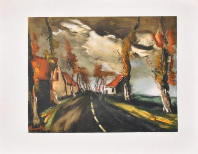 Maurice DE VLAMINCK : La route de Mortagne, Lithographie signée