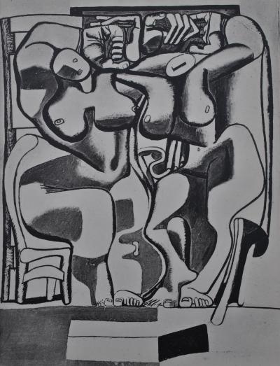 LE CORBUSIER : deux femmes debout à la chaise, héliogravure, 1938 2