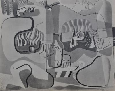 LE CORBUSIER : Joueuse de violon et de guitare, héliogravure signée, 1938 2
