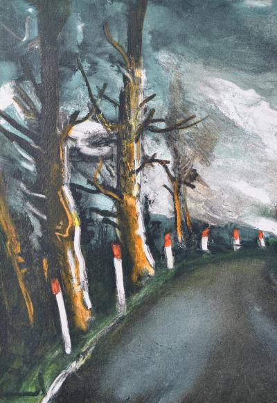 Maurice de VLAMINCK : La route de Longny, Lithographie signée, 1958 2