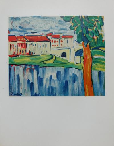 Maurice DE VLAMINCK : Chatou et les toits rouges, Lithographie signée 2