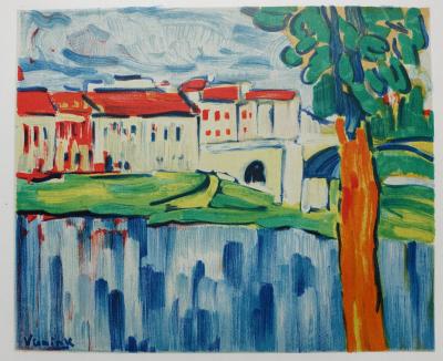 Maurice DE VLAMINCK : Chatou et les toits rouges, Lithographie signée 2