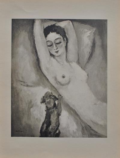 Kees VAN DONGEN : Modèle nu et le petit chien, Gravure signée 2
