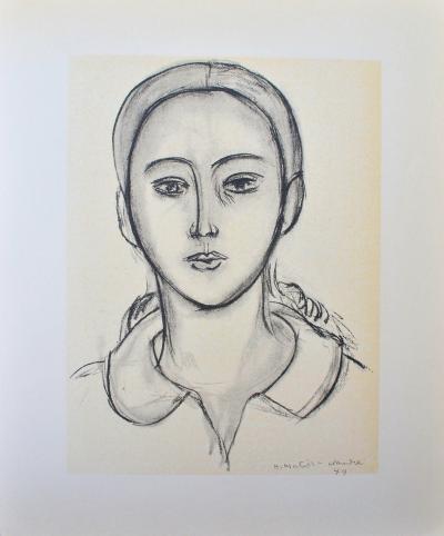 Henri MATISSE : Portrait d'écolière, Lithographie signée 2