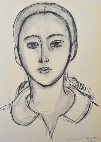 Henri MATISSE : Portrait d'écolière, Lithographie signée 2