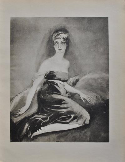 Kees VAN DONGEN : Jeune femme rêveuse en pose, Gravure signée 2