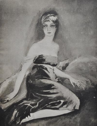 Kees VAN DONGEN : Jeune femme rêveuse en pose, Gravure signée 2