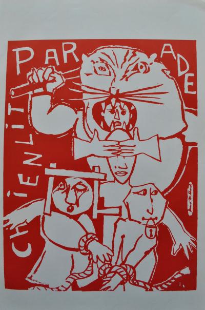Daniel MILHAUD : Chienlit parade, affiche Mai 68 originale 2