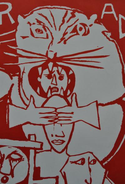 Daniel MILHAUD : Chienlit parade, affiche Mai 68 originale 2