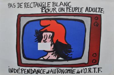 Jean EFFEL : Affiche Mai 68 originale, Médias muselés, Indépendance et autonomie de l'ORTF 2