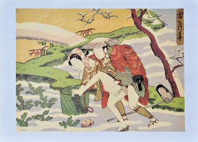 Suzuki HARUNOBU : La paysanne, Lithographie érotique japonaise 2