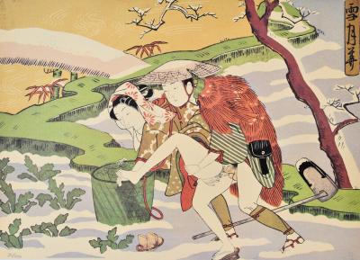 Suzuki HARUNOBU : La paysanne, Lithographie érotique japonaise 2