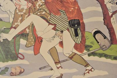 Suzuki HARUNOBU : La paysanne, Lithographie érotique japonaise 2