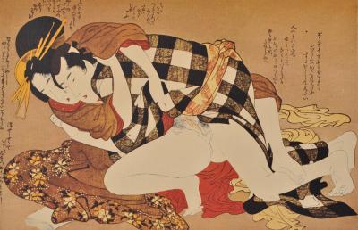Kitagawa UTAMARO : Amour en kimono, Lithographie érotique japonaise 2