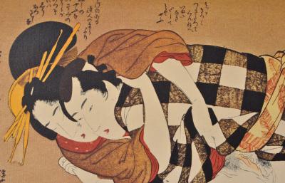 Kitagawa UTAMARO : Amour en kimono, Lithographie érotique japonaise 2