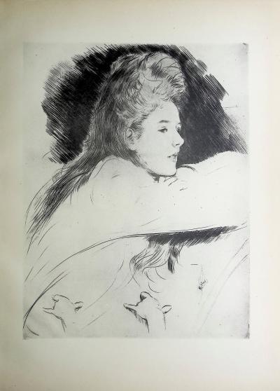 Paul César HELLEU : L'adolescente, Héliogravure signée 2
