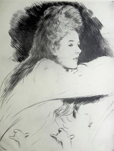Paul César HELLEU : L'adolescente, Héliogravure signée 2