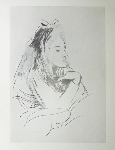 Paul César HELLEU : Jeune fille pensive, Héliogravure 2