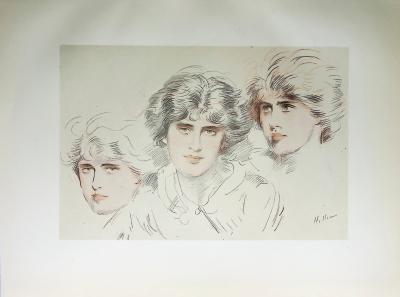 Paul César HELLEU : Les trois soeurs, Héliogravure signée 2