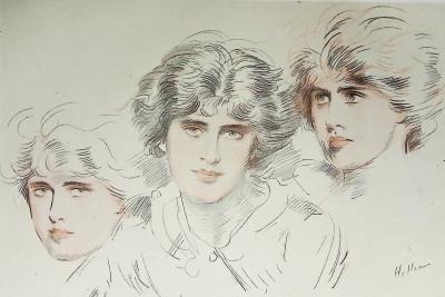 Paul César HELLEU : Les trois soeurs, Héliogravure signée 2