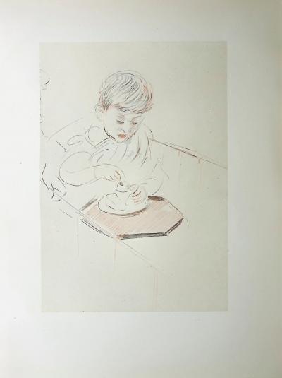 Paul César HELLEU : L'oeuf à la coque, Héliogravure signée 2
