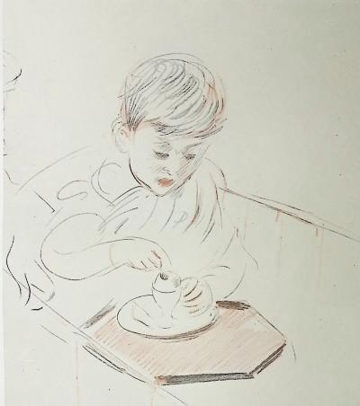 Paul César HELLEU : L'oeuf à la coque, Héliogravure signée 2