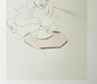 Paul César HELLEU : L'oeuf à la coque, Héliogravure signée 2