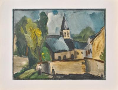 Maurice DE VLAMINCK : L'église de Bougival, Lithographie signée 2
