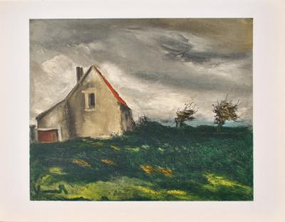 Maurice DE VLAMINCK : Vieille maison en Normandie, Lithographie signée