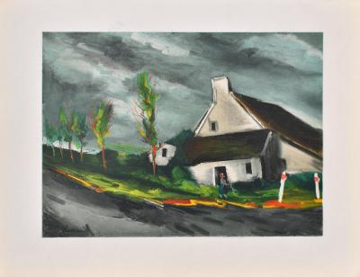 Maurice DE VLAMINCK : Beaumont sur Sarthe, Lithographie signée
